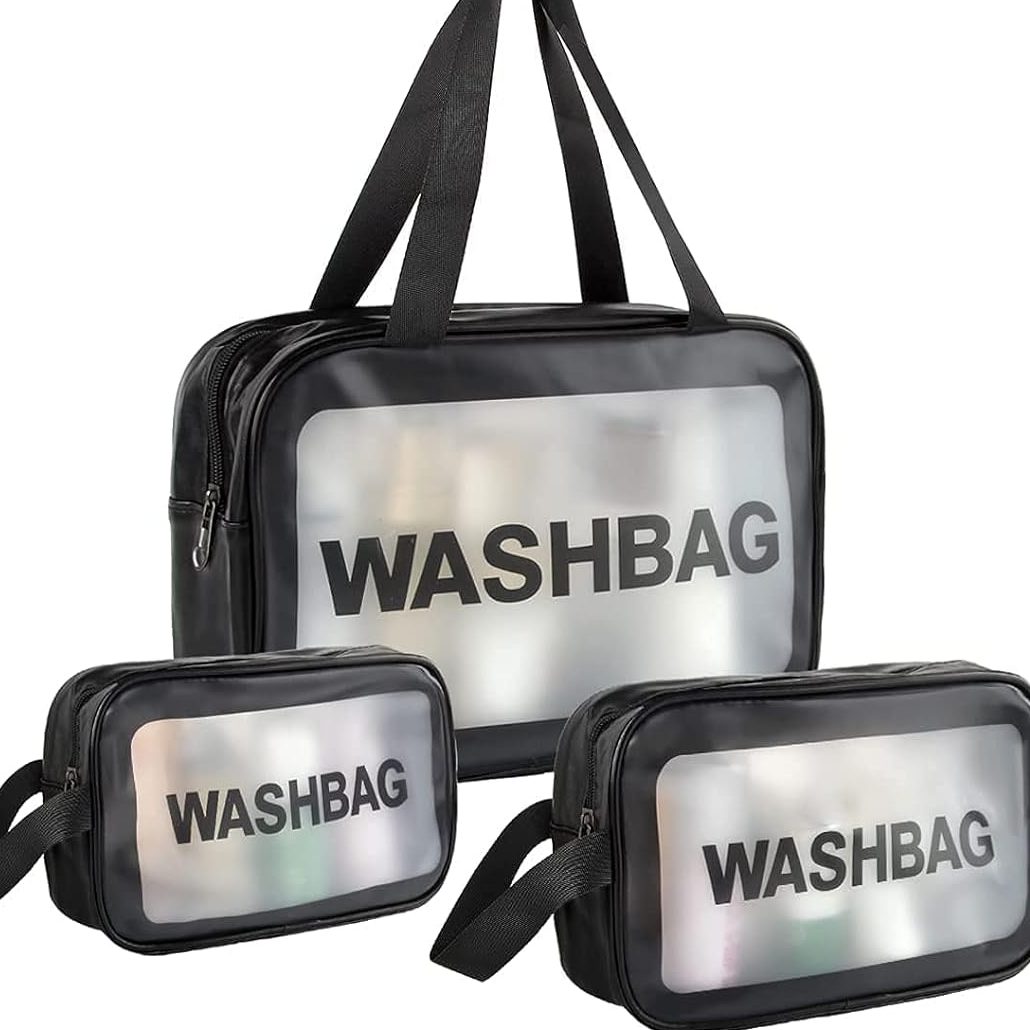 Keep your essentials organized with this Travel Wash Bag. Perfect for cosmetics, toiletries, and travel items with a stylish transparent design for easy access.