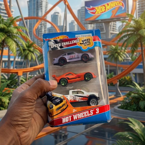 Make playtime more exciting with this Hot Wheels Car Gift Set (3 Pack). Includes stylish sports cars and an off-road pickup, perfect for kids who love cars and racing fun.