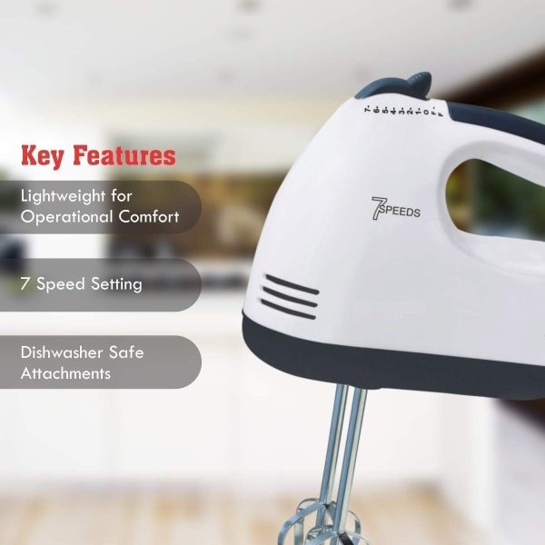Mix ingredients with this Electric Hand Mixer. Features multiple speeds for baking, whipping, and mixing. Perfect for home kitchens.