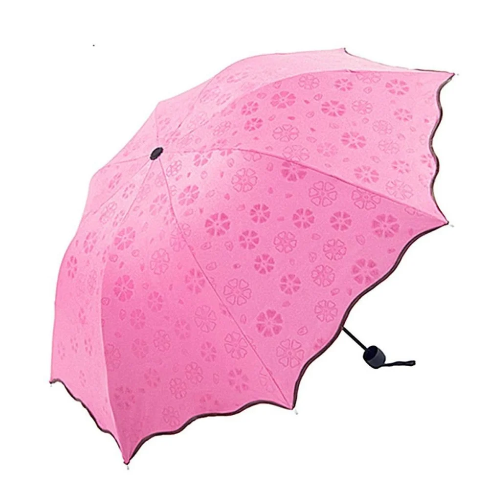 Pink magic umbrella with floral pattern